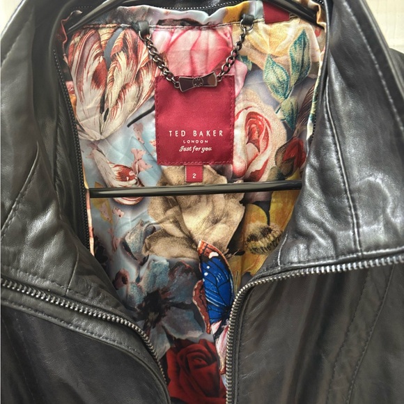 Ted Baker Women’s Black Leather Motorcycle Jacket!! - Picture 6 of 10